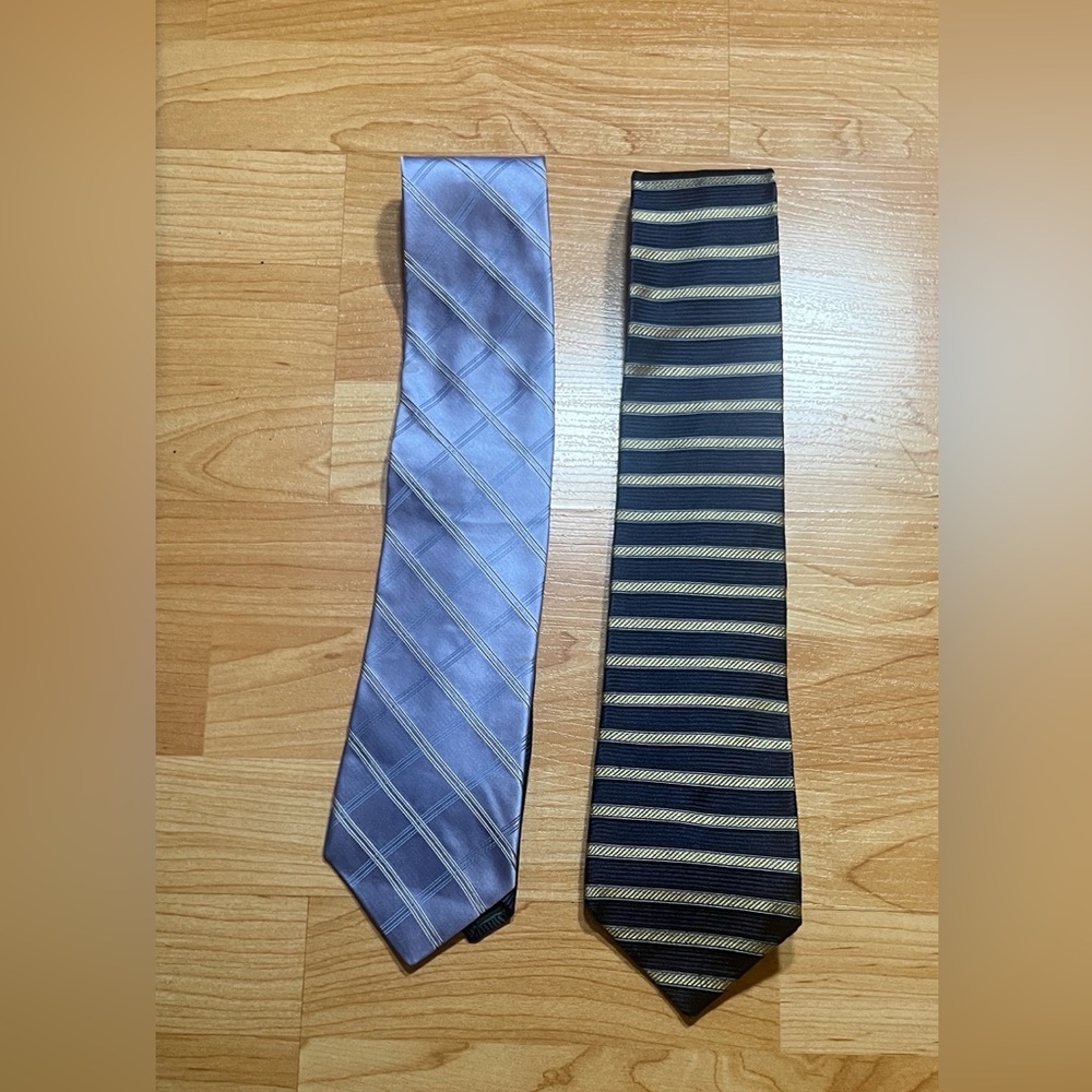 Tommy Hilfiger Lavender and Black Striped Tie Duo